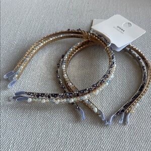 SFERA Bejeweled Headband Set | 3 Pack | Gold & Silver Tone | NWT